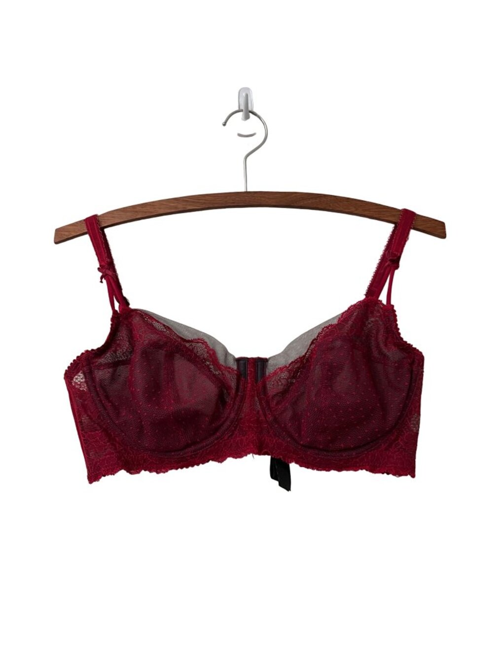 Fayreform Maroon Gray Mesh Sheer Lace Wired Bra Size 34DD
